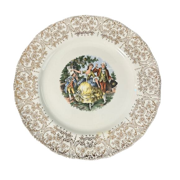 Vintage Warranted 22 KT Gold 10 Inch Dinner Plate Royal Queen Nasco - Picture 1 of 6